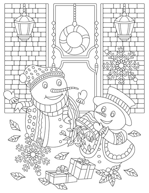 Vector hand drawn christmas coloring page