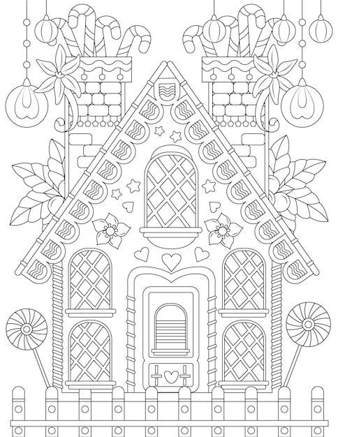 Hand drawn christmas coloring page