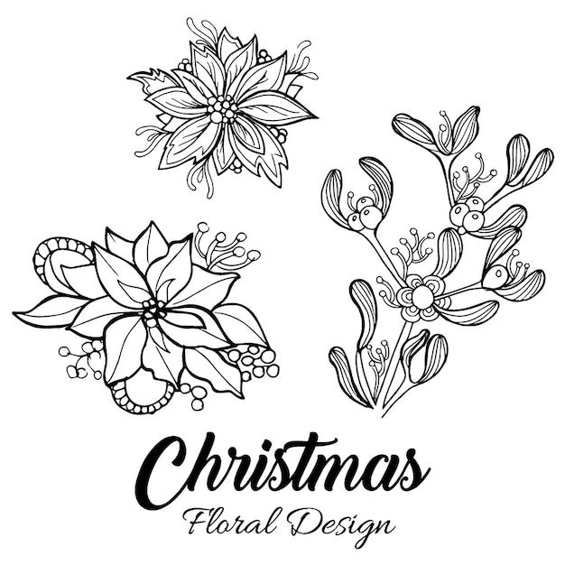 Hand Drawn Christmas Floral Designs