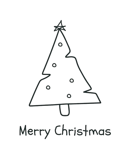 Hand drawn Christmas greeting card New Year doodle illustration Christmas tree Vector illustration