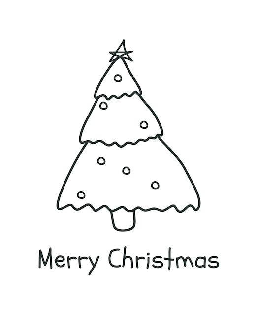 Hand drawn Christmas greeting card New Year doodle illustration Christmas tree Vector illustration