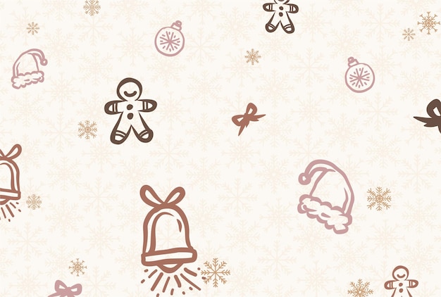 Hand Drawn Christmas icon Background Pattern template card pattern