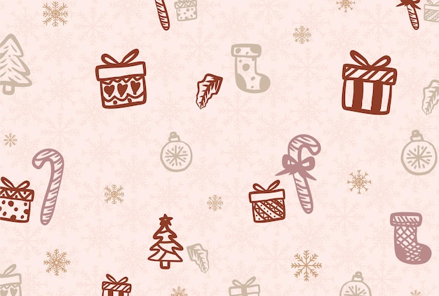 Hand Drawn Christmas icon Background Pattern template card pattern