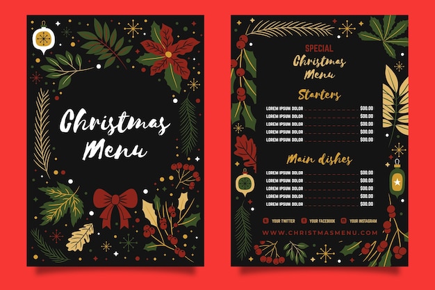 Hand drawn christmas menu template