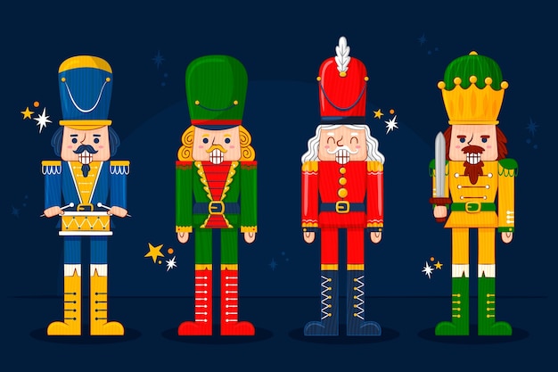 Hand drawn christmas nutcrackers collection