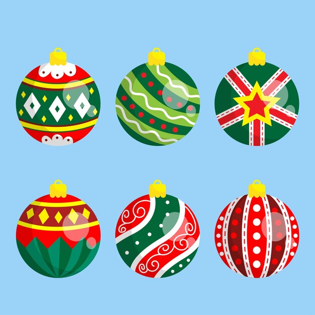 Hand drawn christmas ornament balls element collection.