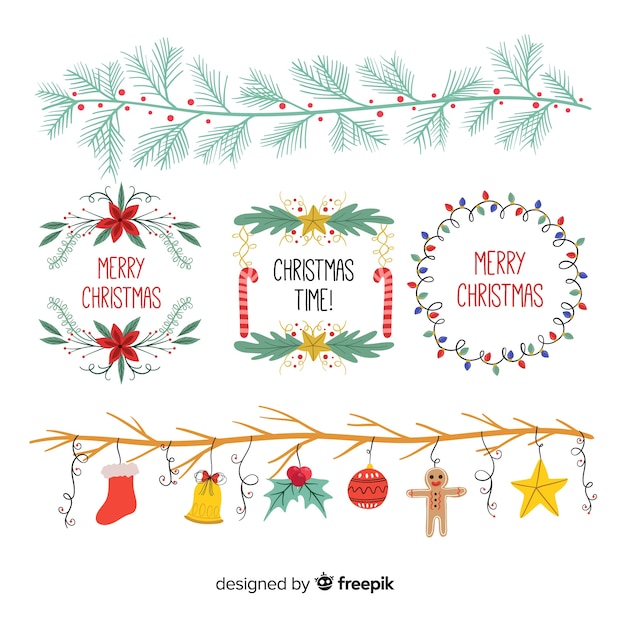 Hand drawn christmas ornaments collection