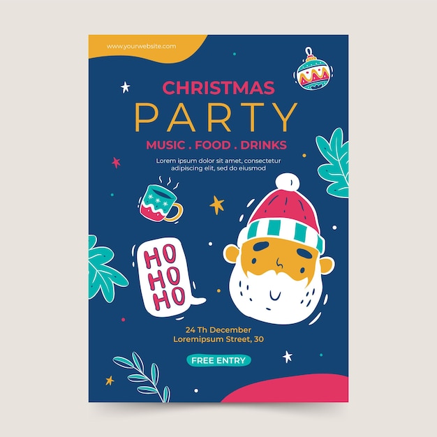 Hand drawn Christmas party poster