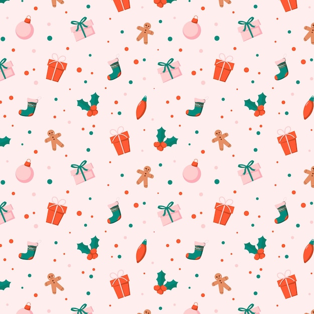 Hand drawn christmas pattern design background. Vector illustration.