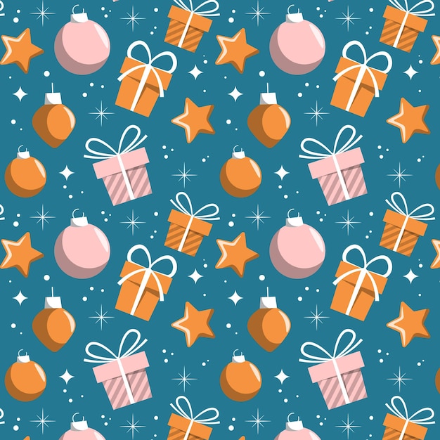 Hand drawn christmas pattern design background. Vector illustration.