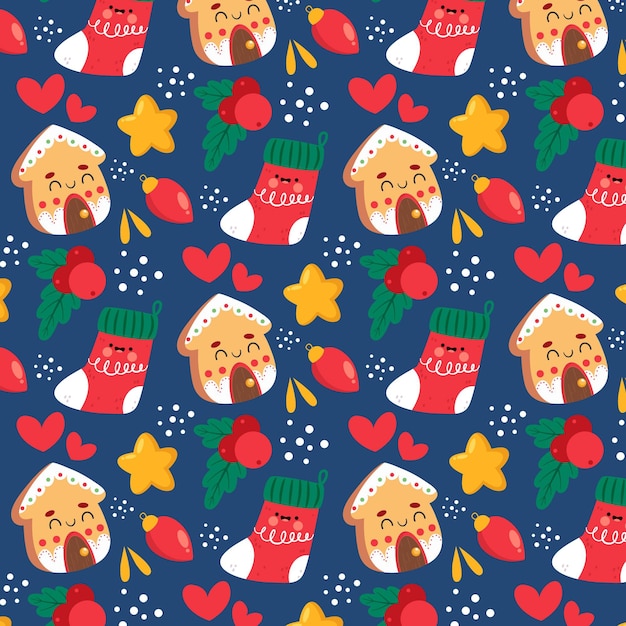 Hand drawn christmas pattern design