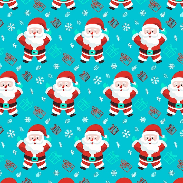 Hand drawn christmas pattern with santa claus