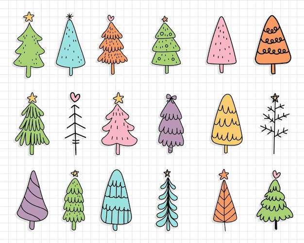 Hand drawn christmas pine tree.