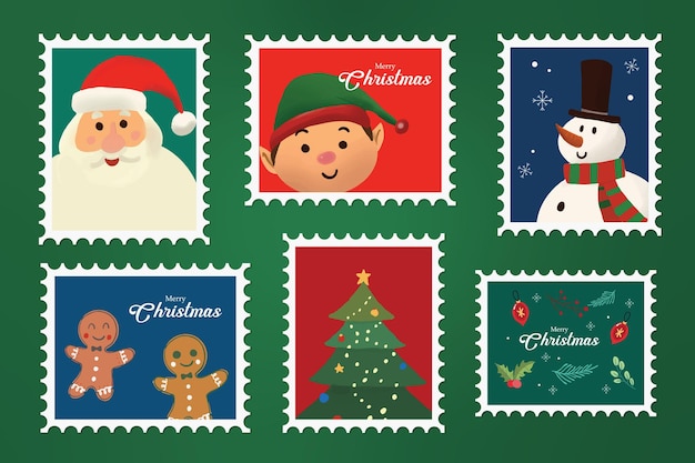 Hand drawn christmas stamp collection 01