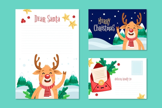 Hand drawn christmas stationery template