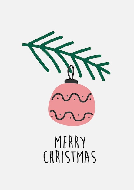 Hand drawn Christmas toy decoration Simple modern card design scandinavian