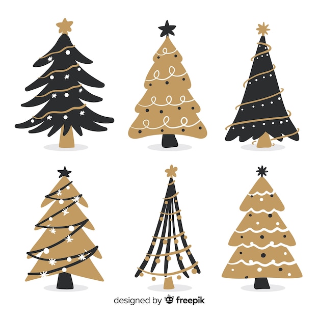 Hand drawn christmas tree collection