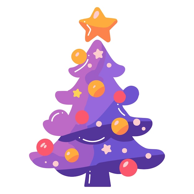 Hand Drawn christmas tree in flat style