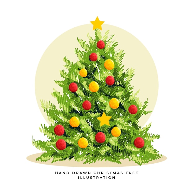 hand drawn christmas tree illustration