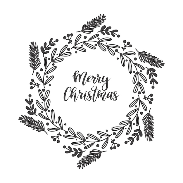 Hand drawn christmas wreath. Vector illustration for greeting cards, christmas invitations and scrapbooking