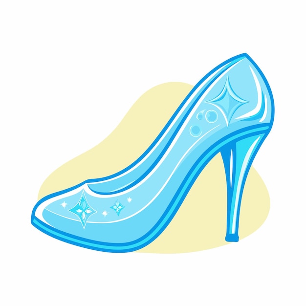 Hand drawn Cinderella glass shoe illustration design isolated white background 4