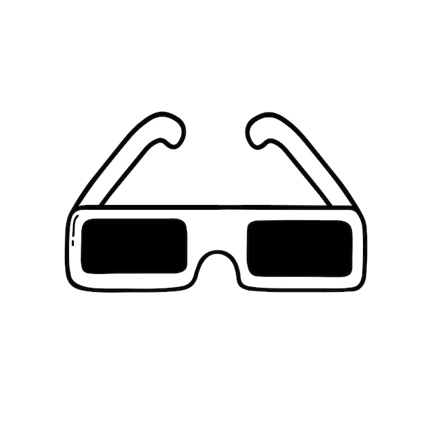 Hand drawn cinema glasses doodle 3d movie glasses in sketch style