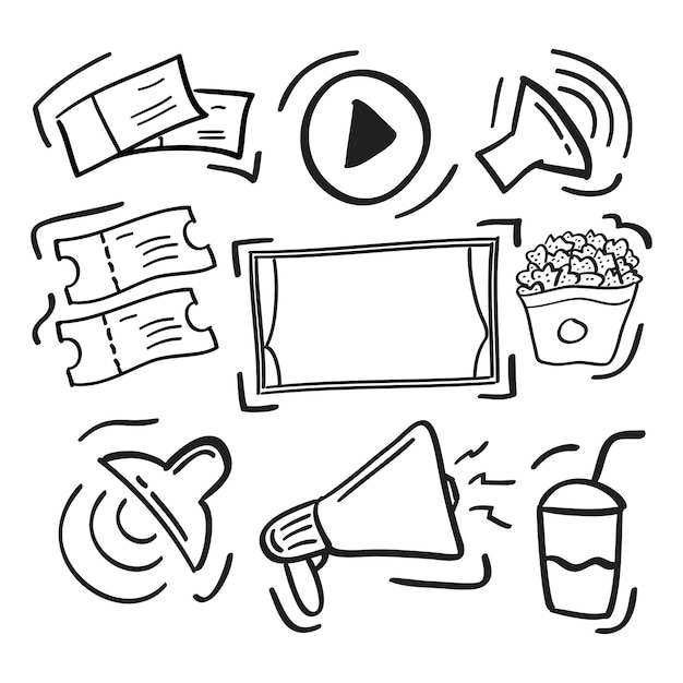 hand drawn Cinema icon in doodle style