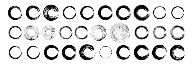 Hand drawn circle brush sketch set. Grunge doodle scribble round circles for message note mark