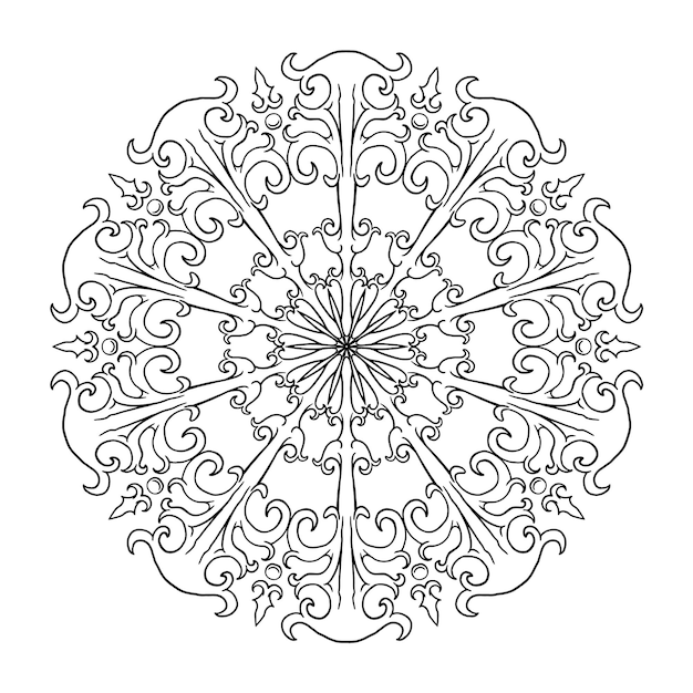 Hand drawn circle pattern of mandala flower