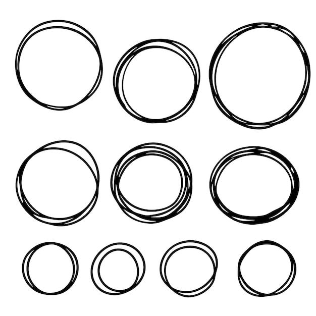 Vector hand drawn circle scribbles set of ten 26