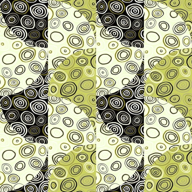 Hand drawn circle shapes seamless pattern Decorative kaleidoscope mosaic ornament