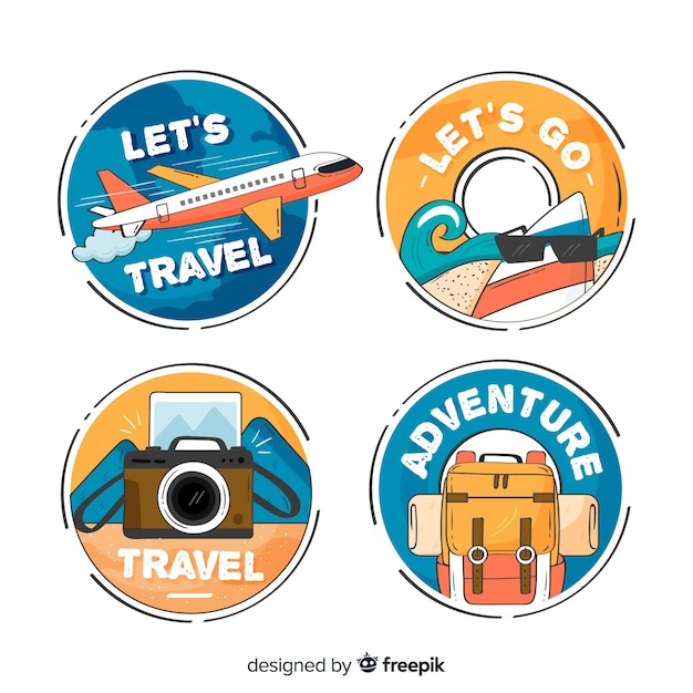 Hand drawn circled travel badges