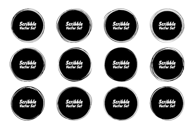 Hand drawn circles sketch frame super set Rounds scribble line circles Vector illustrations