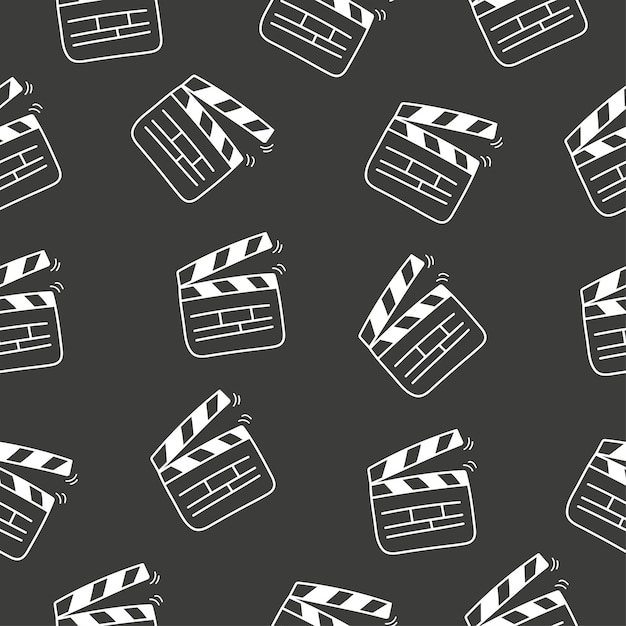 Hand drawn clapper icon for the movie seamless pattern Doodle firecracker for filmmaking