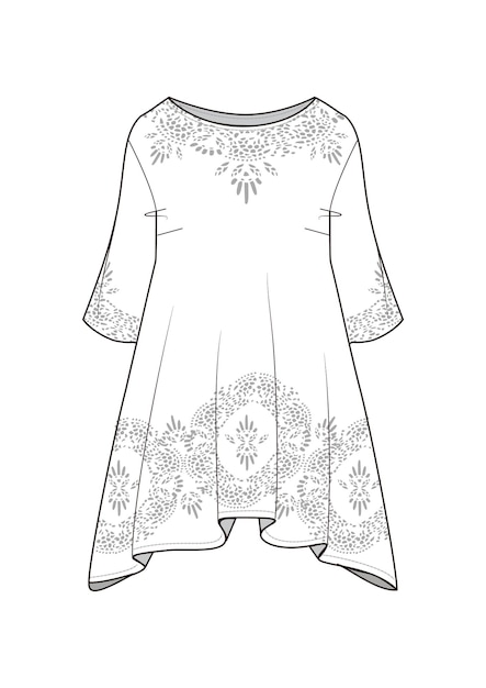 hand drawn cloth dress fashion skirt outline illustration