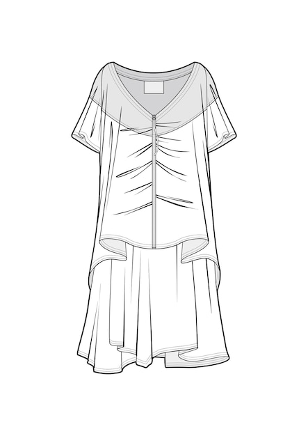 hand drawn cloth dress fashion skirt outline illustration