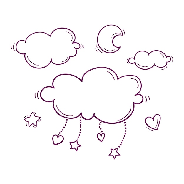 Hand drawn cloud and mobile isolated icon in doodle style.