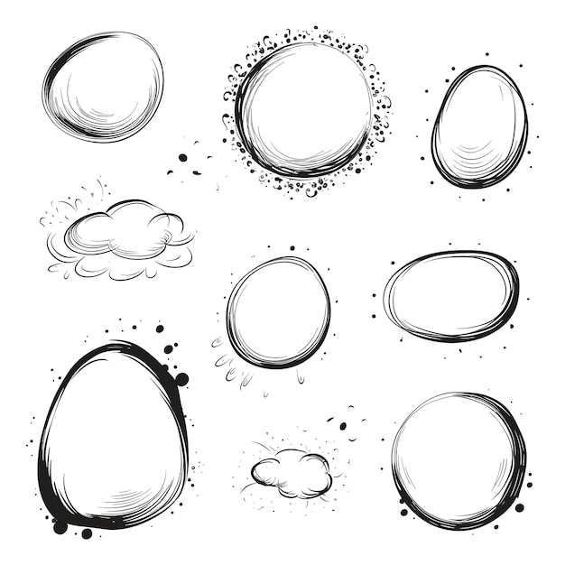 Hand drawn clouds collection vector