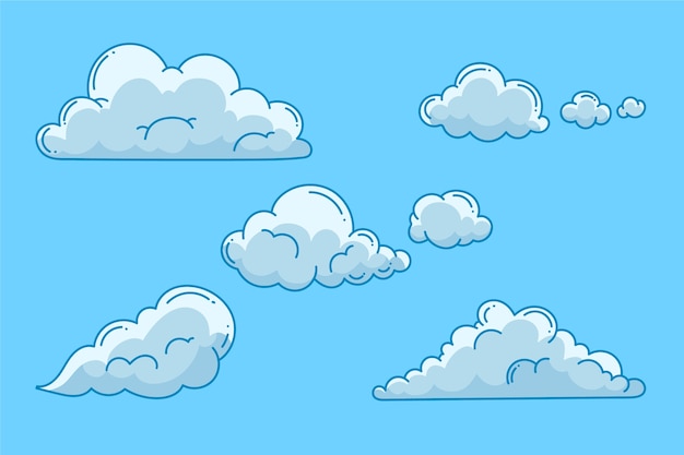 Hand drawn clouds illustration set