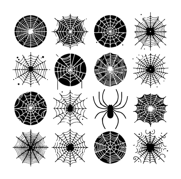 Vector hand drawn cobweb collection set vector silhouette