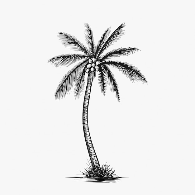 Hand drawn coconut tree vector