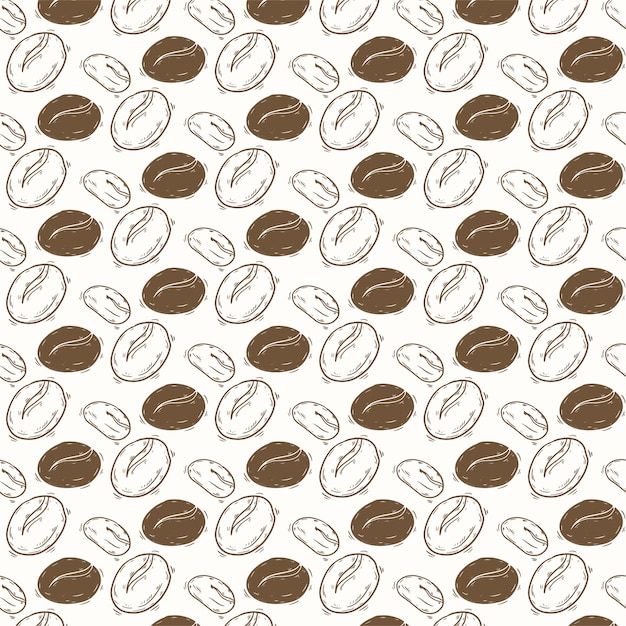 Vector hand drawn coffee bean drawing pattern