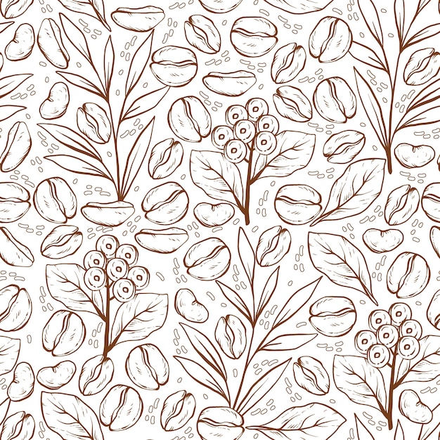 Hand drawn coffee bean drawing pattern