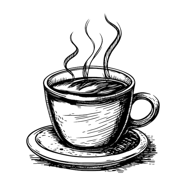 Hand drawn of coffee cup sketch