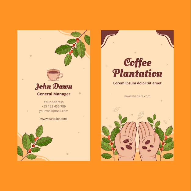 Hand drawn coffee plantation business card