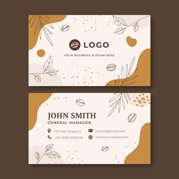 Hand drawn coffee plantation horizontal business card