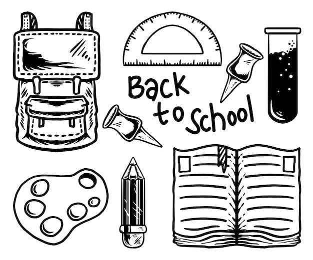 Hand drawn collection back to school