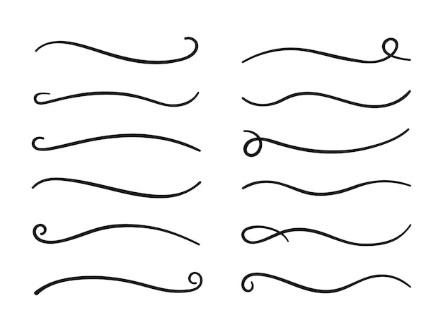 Hand drawn collection of curly swishes swashes swoops Calligraphy swirl Highlight text elements