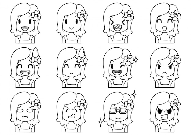 Hand Drawn Collection cute Avatars cartoon