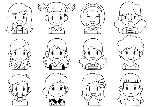 Hand Drawn Collection cute Funny Avatars cartoon